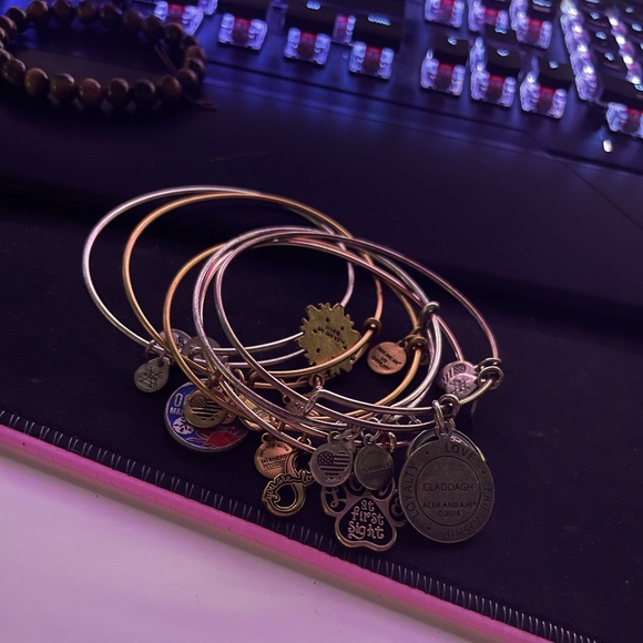 Alex & Ani Bracelet Set of 6 Bangles with Charms